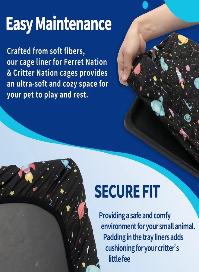 YKD Ferret Cage Liners for Ferret Nation & Critter Nation Cages, Waterproof Chinchilla Cage Accessories, Washable Bedding, for Ferrets, Chinchillas, Rats (Starry Colors, Double Unit Set) - Image 4